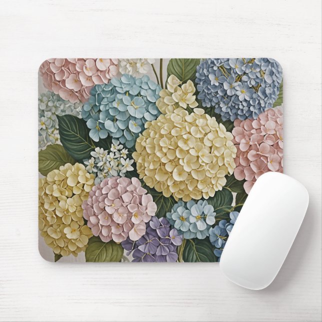Tapis De Souris Les rêves d'Hydrangea : Les fleurs des pastel (Avec souris)