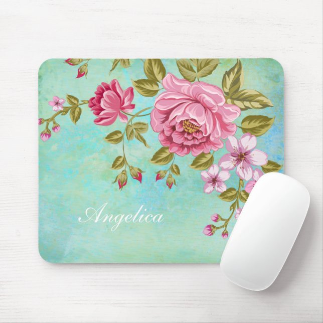 Tapis De Souris Les roses roses romantiques, personnalisent votre (Avec souris)