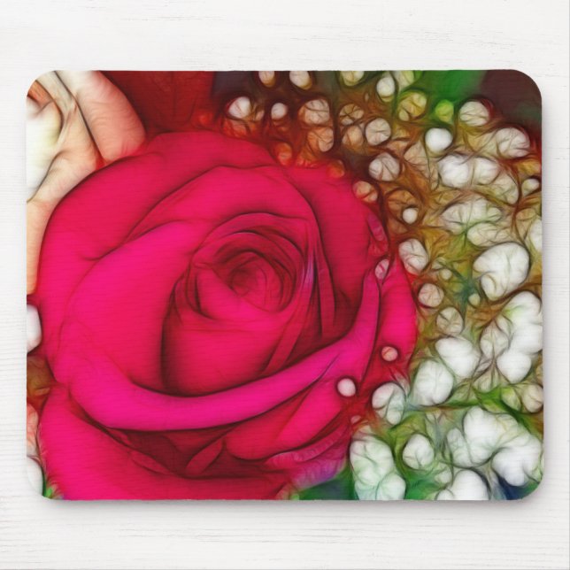 Tapis De Souris Les roses sont Roses Rouges Fuschia Artistique & U (Devant)