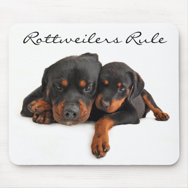 Tapis De Souris Les Rottweilers dirigent la mère et les chiots Rob (Devant)