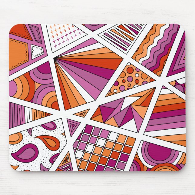 Tapis De Souris Lesbian Pride Zen Doodle Abstrait Rose moderne (Devant)