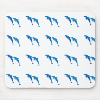 TAPIS DE SOURIS L'ÉTÉ, DES DOLPHINS GRIS ET BLEU FUNNY