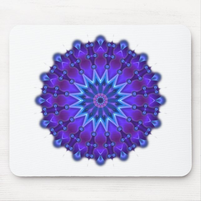 Tapis De Souris L'étoile Mandala en bleu (Devant)