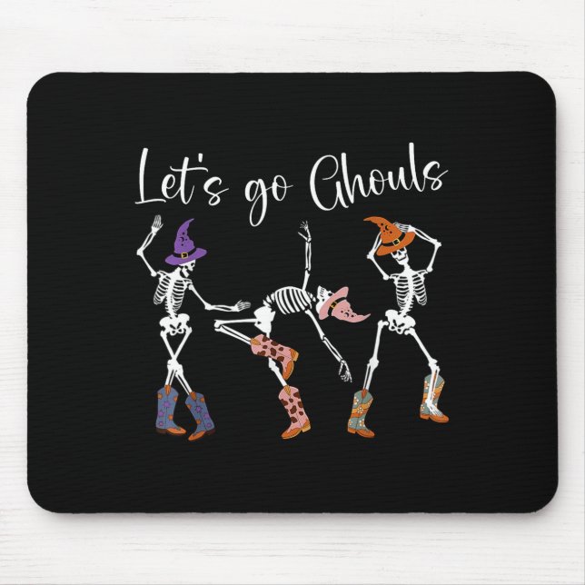 Tapis De Souris Let's Go Ghouls Dancing Skeleton Cowboy Western Ha (Devant)