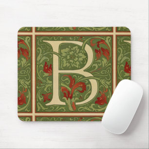 Tapis De Souris Lettre B à monogramme de William Morris Floral Rou