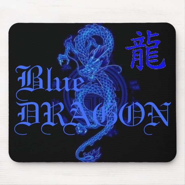 Tapis De Souris Lettre bleue Mousepad de dragon de kanji (Devant)