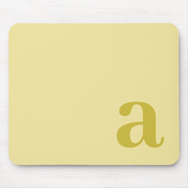 Tapis De Souris Lettre de monogramme jaune pâle et moutarde minima (Devant)