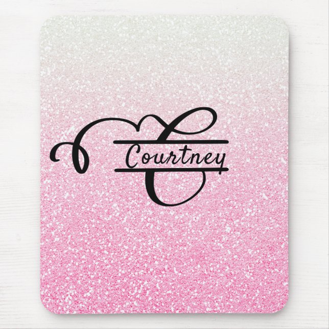 Tapis De Souris Lettre de Parties scintillant Ombre rose Fille C M (Devant)