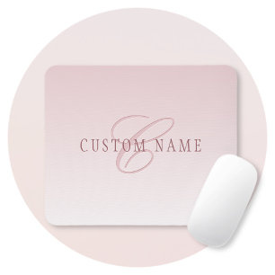 Tapis De Souris Lettre élégante & monogramme   Rose ombré
