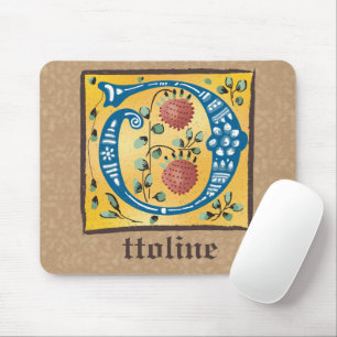 Tapis De Souris LETTRE Florale Médiévale ÉCLAIRÉE O MONO