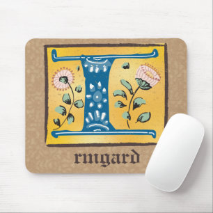 Tapis De Souris Lettre illuminée florale médiévale I monogramme