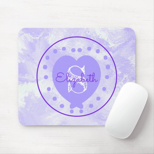 TAPIS DE SOURIS LETTRE INITIALE DU COEUR CHIC MOYEN VIOLON BLANC (Avec souris)