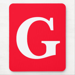 Tapis De Souris Lettre initiale Monogramme Rouge Blanc Plaine Simp