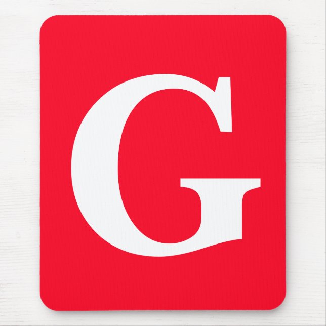 Tapis De Souris Lettre initiale Monogramme Rouge Blanc Plaine Simp (Devant)