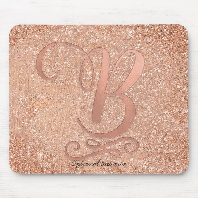 Tapis De Souris Lettre initiale personnalisée B en rose gold Glam (Devant)