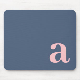 Tapis De Souris Lettre Monogramme Bleu & Rose Minimaliste