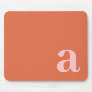 Tapis De Souris Lettre Monogramme Rose & Rouge Minimaliste