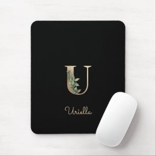Tapis De Souris LETTRE MONOGRAPHIQUE BOtanique Élégante U Pad sour