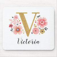LETTRE MONOGRAPHIQUE INITIALE EN OR Rose V
