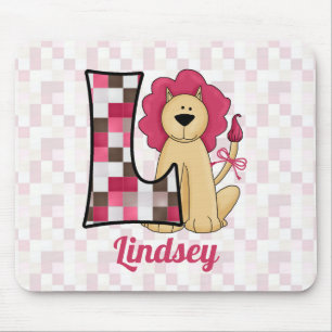Tapis De Souris LETTRE MONOMOBILE L LION rose ENFANT