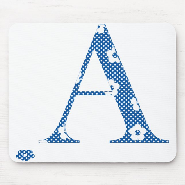 Tapis De Souris LETTRE Motif Fleur A(bleu) (Devant)
