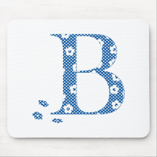 Tapis De Souris LETTRE Motif Fleur B(bleu)
