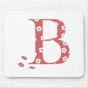 Tapis De Souris LETTRE Motif Fleur B(rouge)