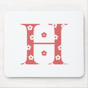 Tapis De Souris LETTRE Motif Fleur H (rouge)