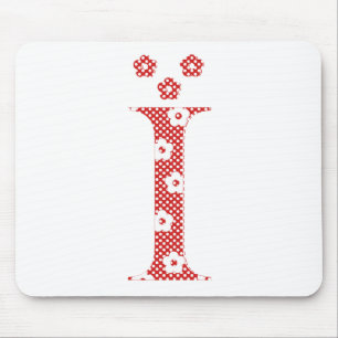 Tapis De Souris LETTRE Motif Fleur I (rouge)