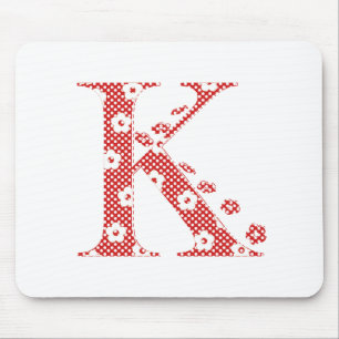 Tapis De Souris LETTRE Motif Fleur K(rouge)