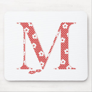 Tapis De Souris LETTRE Motif Fleur M(rouge)