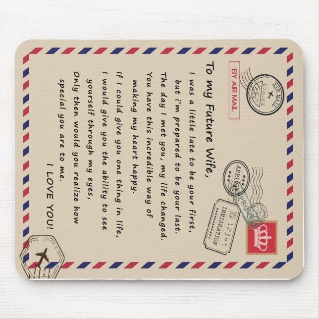 Tapis De Souris Lettre personnalisée à ma future épouse (Devant)