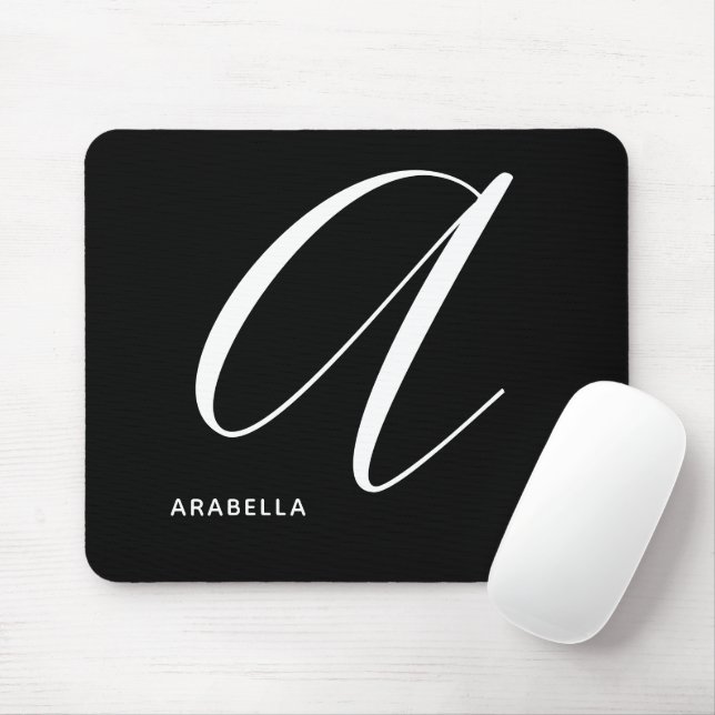 Tapis De Souris Lettre Script Argument Monographique A Noir & Blan (Avec souris)