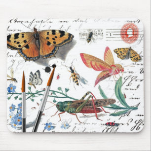 Tapis De Souris Lettre vintage et cachet de la poste d'insecte