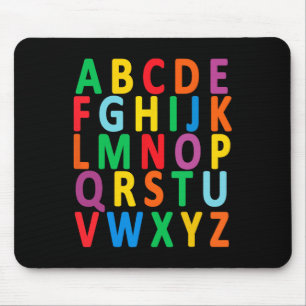 Tapis De Souris Lettres majuscules colorées Alphabet Apprendre Abc