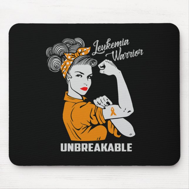 Tapis De Souris Leucémie Guerrier Incassable Conscience Cadeau Com (Devant)
