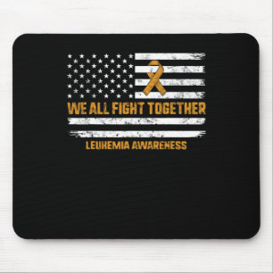 Tapis De Souris Leucémie Sensibilisation Orange Ruban Usa Drapeau 
