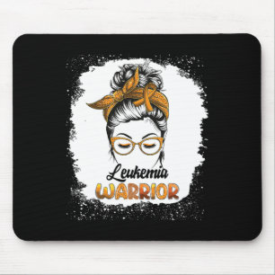 Tapis De Souris Leukemia Warrior Bleached Messy Bun Survivor Belie