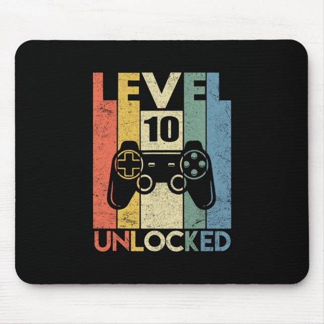 Tapis De Souris Level 10 Unlocked Funny Video Gamer 10th Birthday  (Devant)