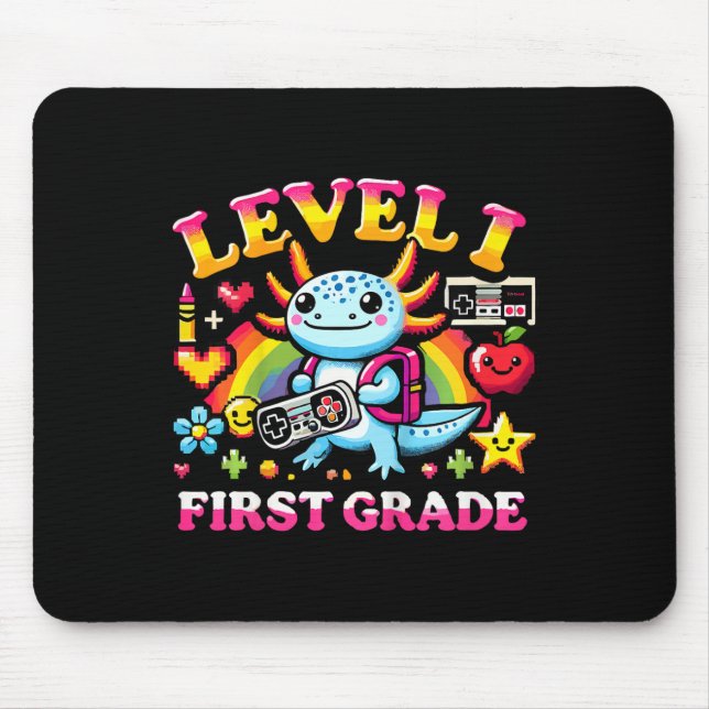 Tapis De Souris Level 1 First Grade Gamer Axolotl Video Game Ck To (Devant)