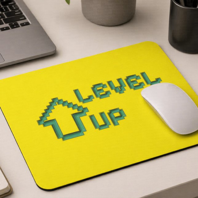 Tapis De Souris Level Up Retro Pixel Art Mousepad (Authentic Zazzle Design by Natalisss | Digital Designer. Part of the Gamer Essentials Collection)