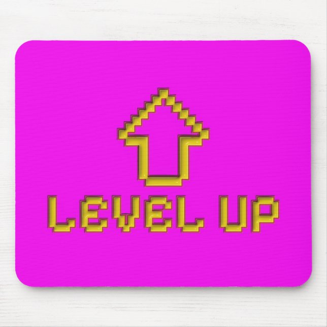 Tapis de souris Level Up Retro Pixel Art Rose Élec (Devant)