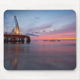 Tapis De Souris Lever de la lune et coucher du soleil