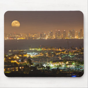 Tapis De Souris Lever de lune sur la ligne d'horizon de San Diego