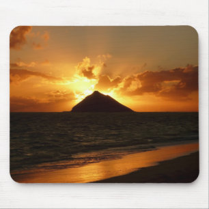 Tapis De Souris Lever de soleil d'Hawaï au mousepad de plage