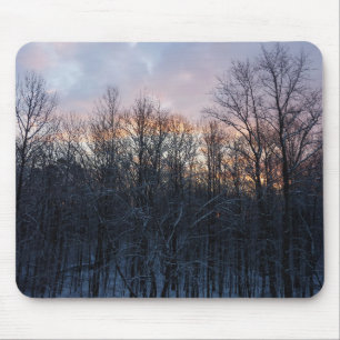 Tapis De Souris Lever de soleil hivernal I Paysage naturel pastel