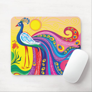 Tapis De Souris Lever du soleil avec paon