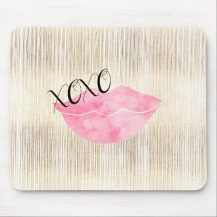 Tapis De Souris Lèvres Aquarelle rose XOXO