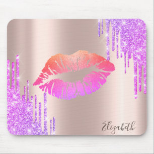 Tapis De Souris Lèvres Pailletées Tendances Rose Gold Dégoulinures