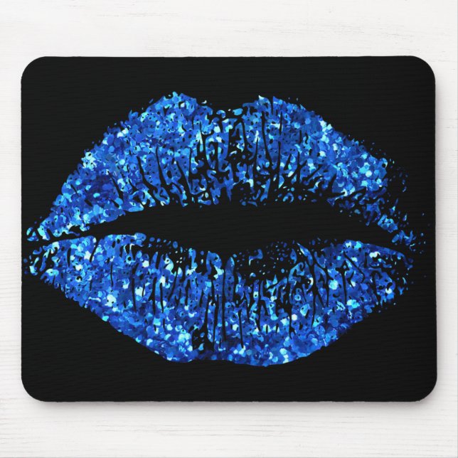 Tapis De Souris Lèvres Parties scintillant bleues (Devant)